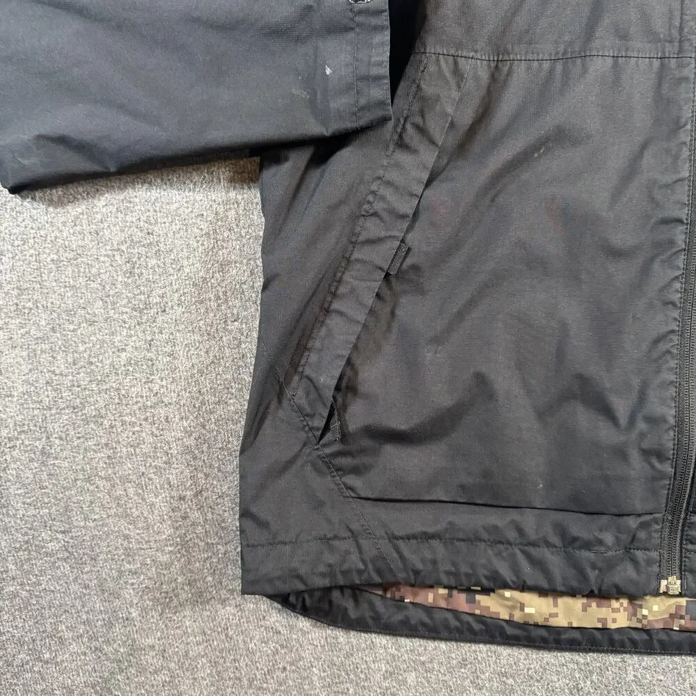 The North Face Millerton Jacket Mens Large Black Hooded Camo Lined Rain Coat